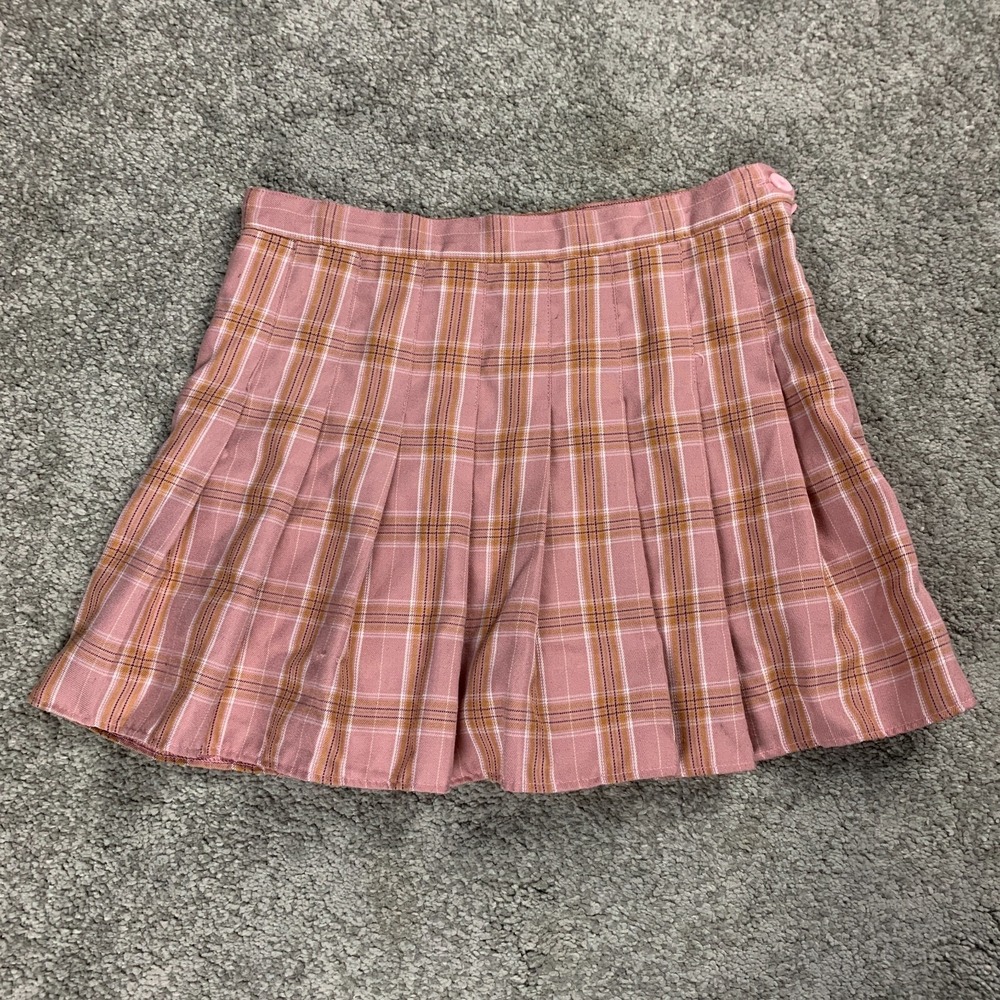 F.LL Skirt Teen XL Y2K Pink Pleated Schoolgirl‎ Plaid Kawaii Goth